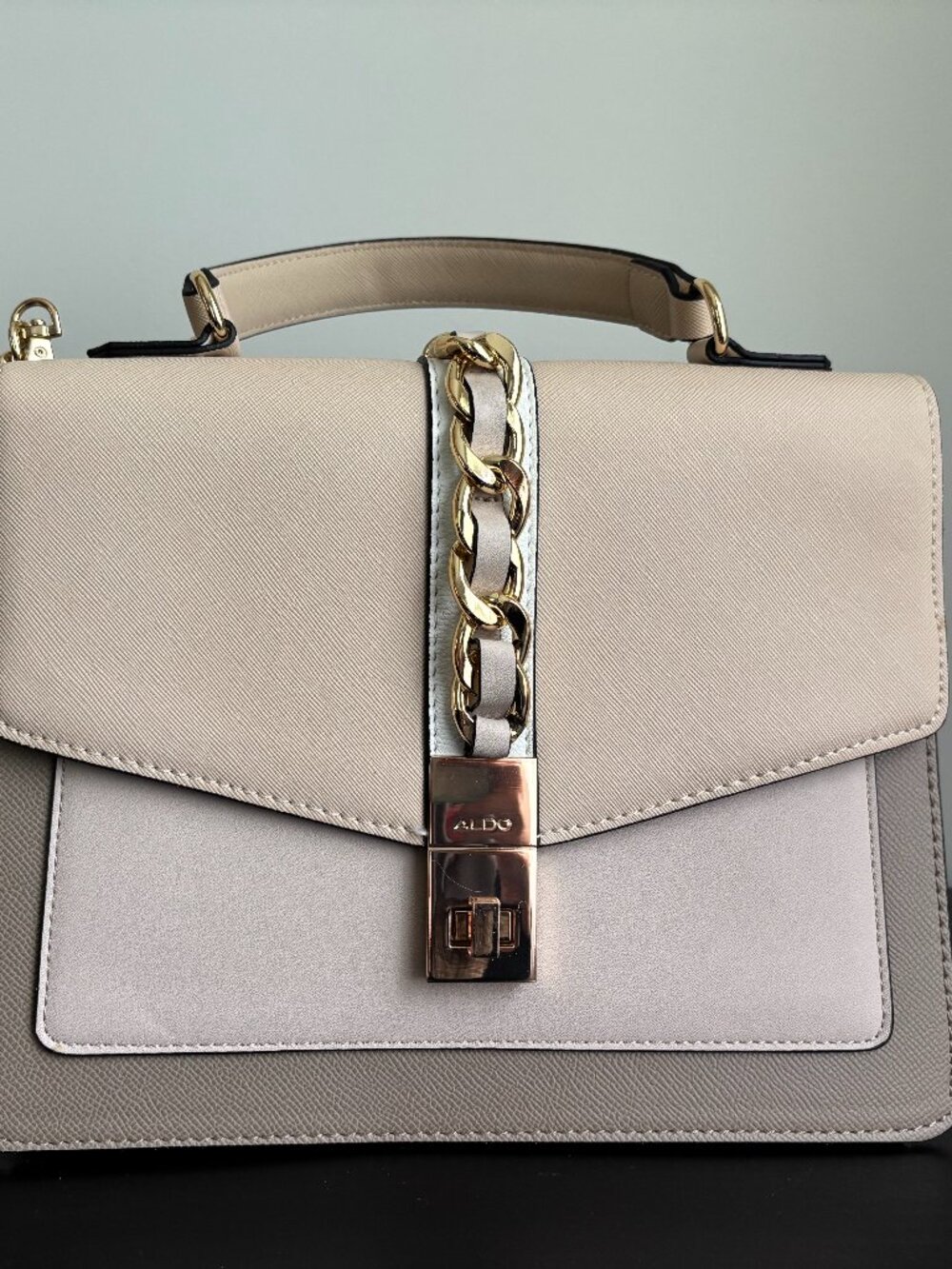 ALDO CREAM WHITE TAN BAG TOP HANDLE